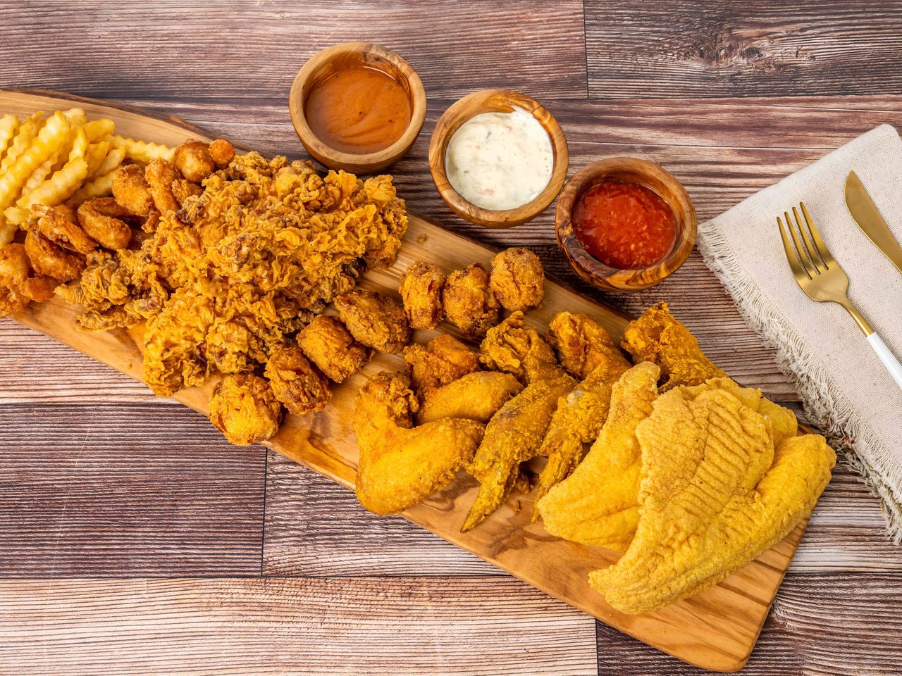 Fried fish, shrimp, and chicken done right