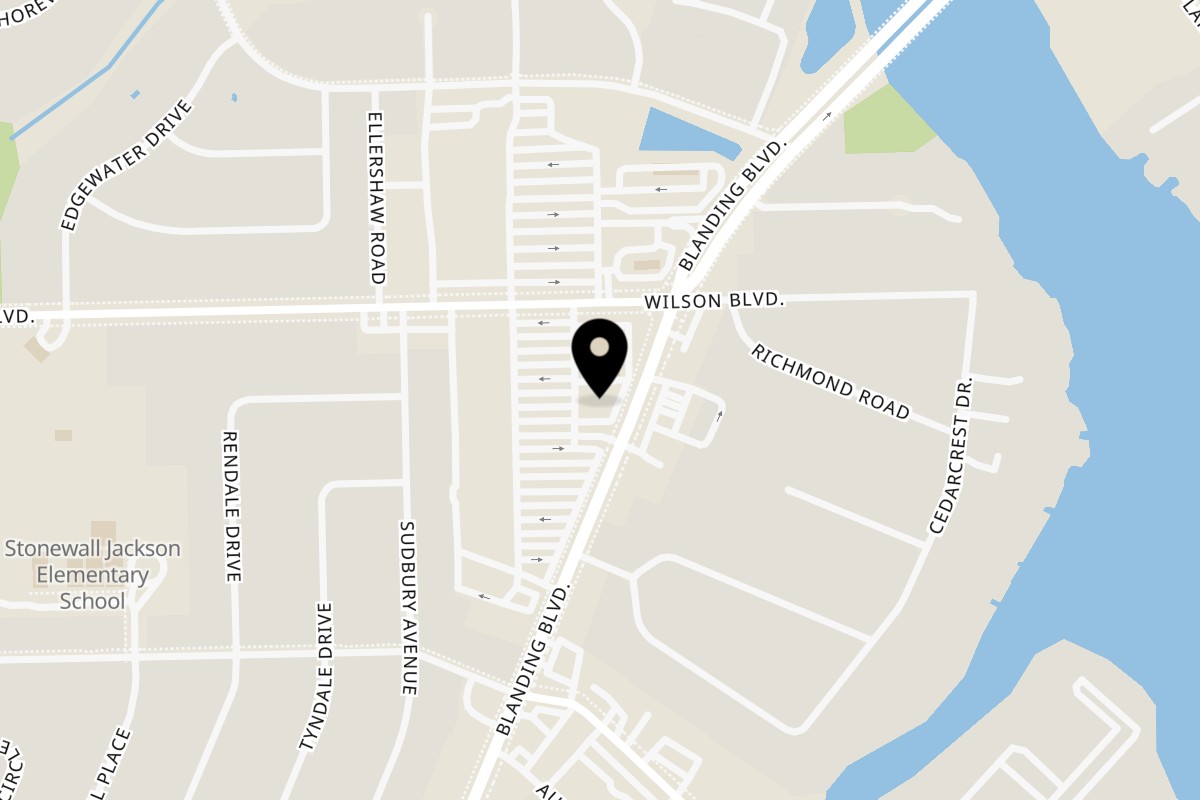 Map showing the location of Jax Fish Shrimp and Chicken Blanding on 3646 Blanding Blvd in Jacksonville