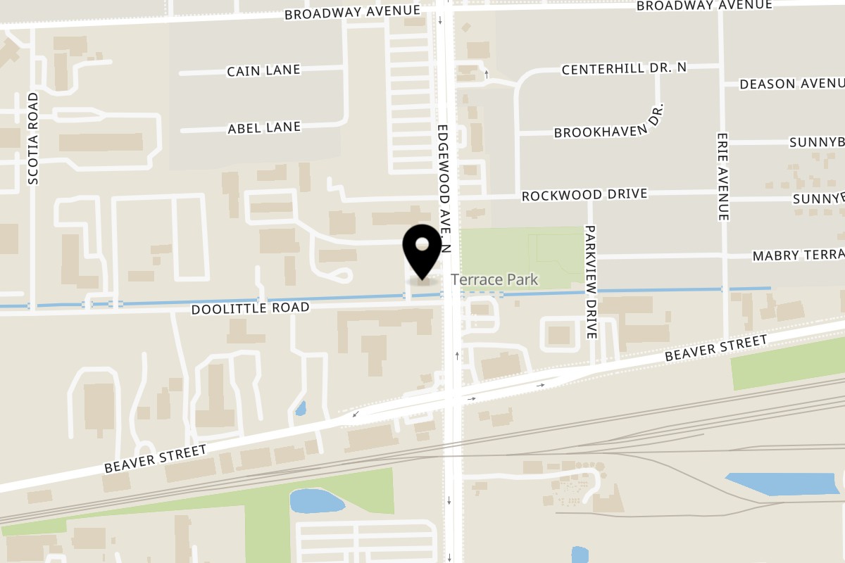 Map showing the location of Jax Fish Shrimp and Chicken Edgewood Ave on 656 Edgewood Ave N in Jacksonville